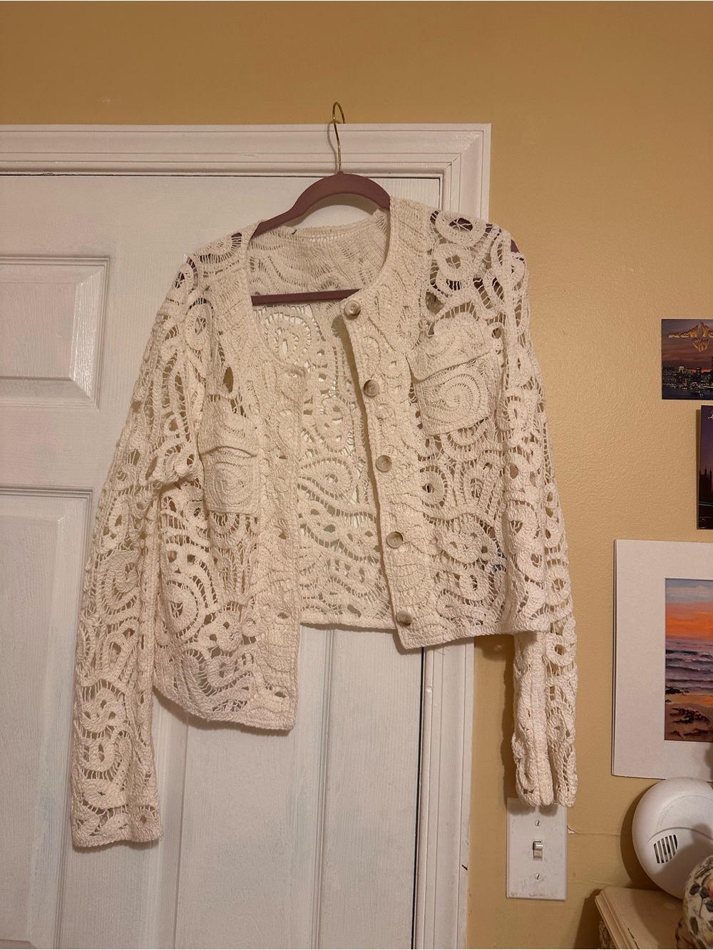 Jason Wu Cream Paisley Cropped Cardigan